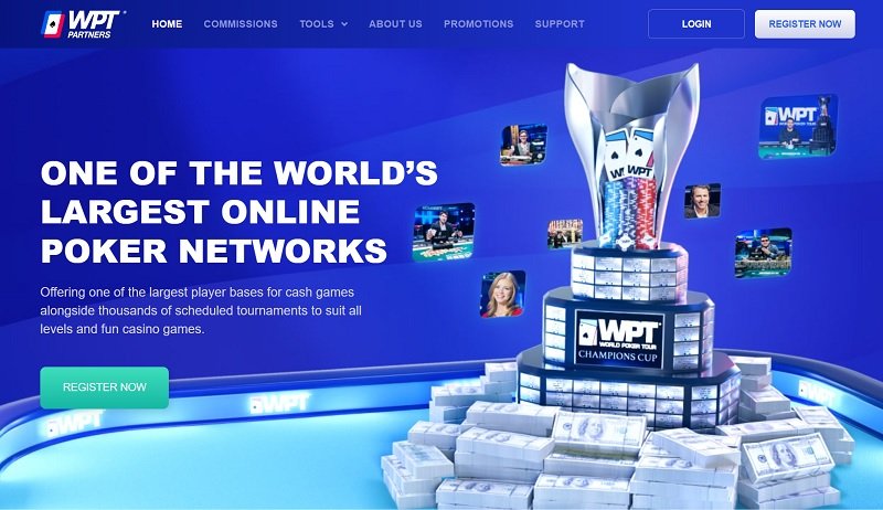 WPT Partners website & screenshot with commission plans