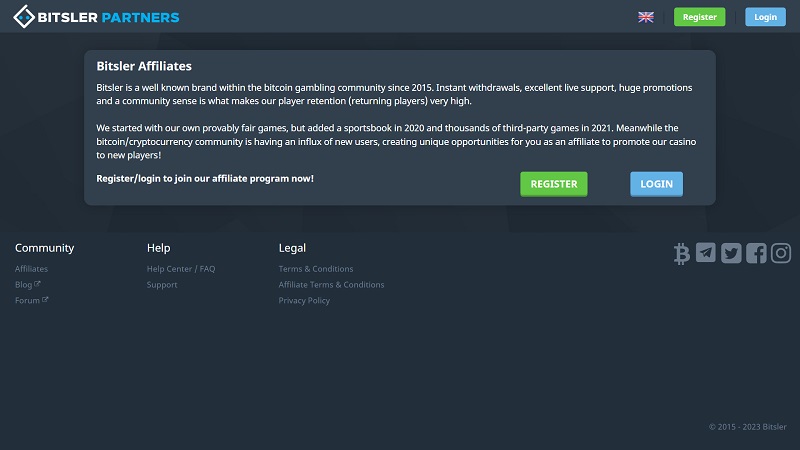 Bitsler Partners website & screenshot
