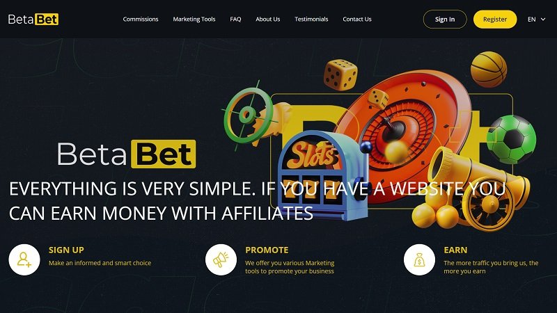 BetaBet Affiliates website & screenshot with commission plans