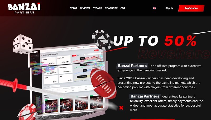 Banzai Partners website & screenshot with commission plans