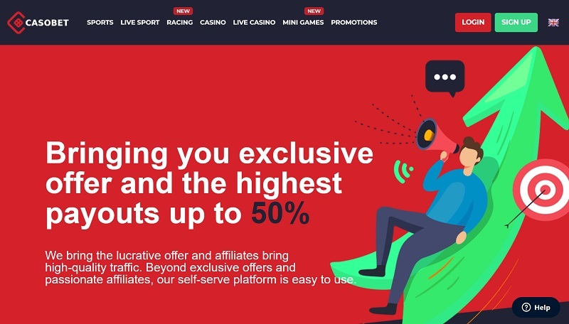 Casobet Affiliates website & screenshot