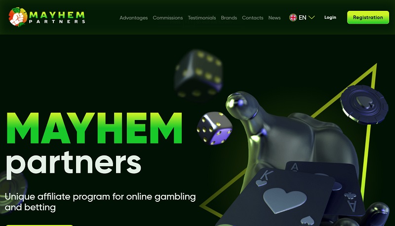 Mayhem Partners website & screenshot with commission plans