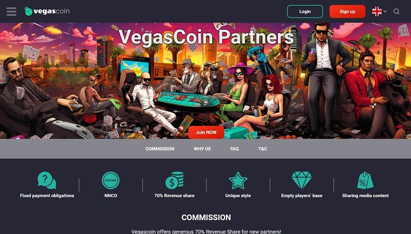 VegasCoin Partners website & screenshot