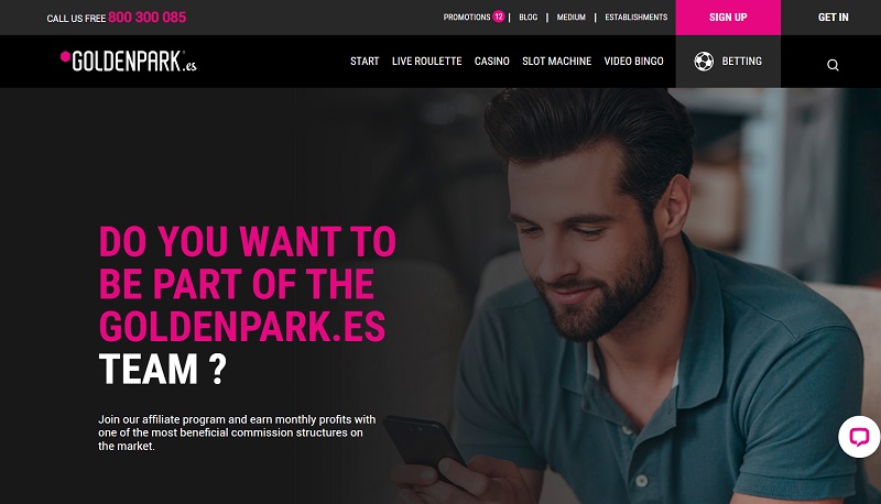 Captura de pantalla del sitio web de GoldenPark