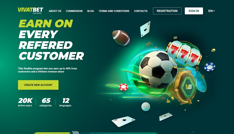 VivatBet Partners website & screenshot with commission plans