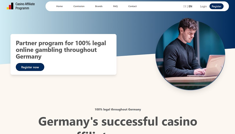 Casino Affiliate Programm website & screenshot with commission plans