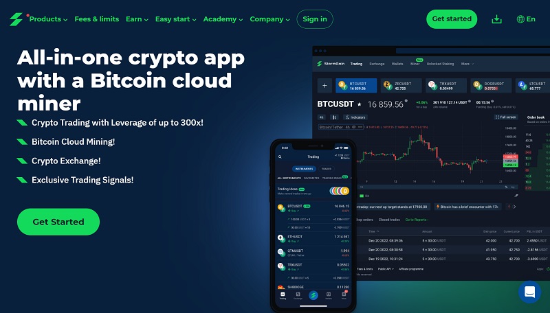 StormGain website & screenshot