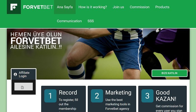 ForvetBet Affiliates website & screenshot