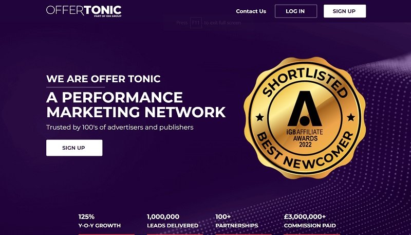 Offer Tonic website & screenshot