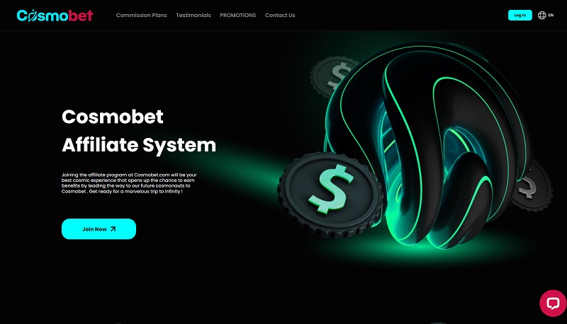Cosmobet Affiliates website & screenshot