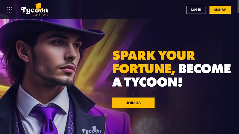 Tycoon Partners website & screenshot with commission plans