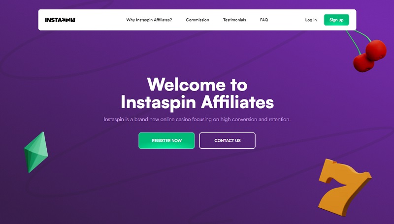 Instaspin Affiliates website & screenshot