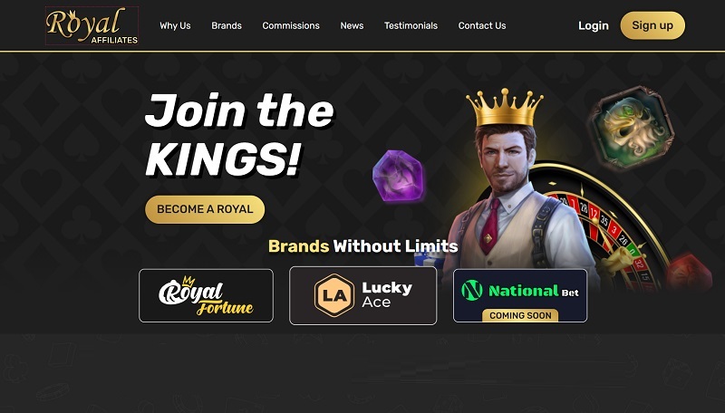 Royal Affiliates website & screenshot