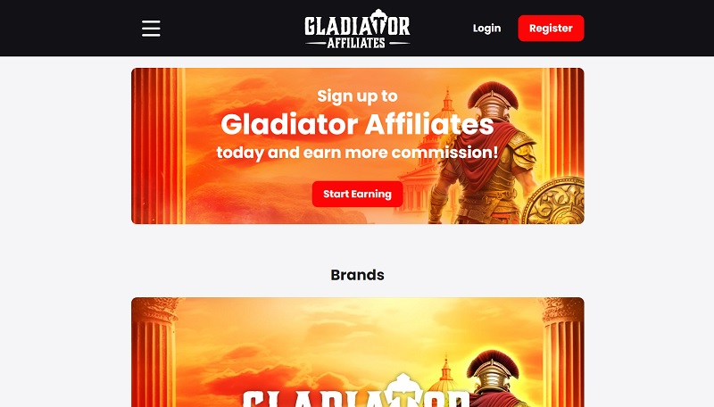 Gladiator Affiliates website & screenshot