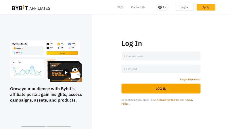 ByBit Affiliates website & screenshot