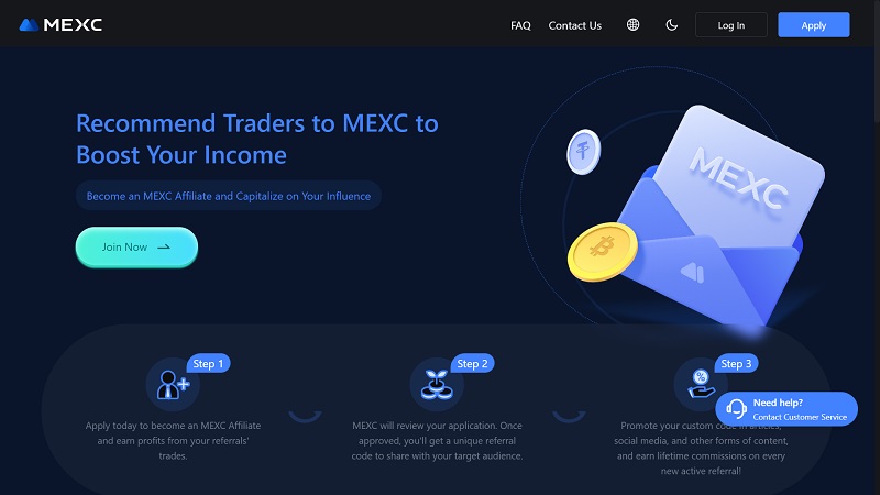 MEXC Affiliates website & screenshot