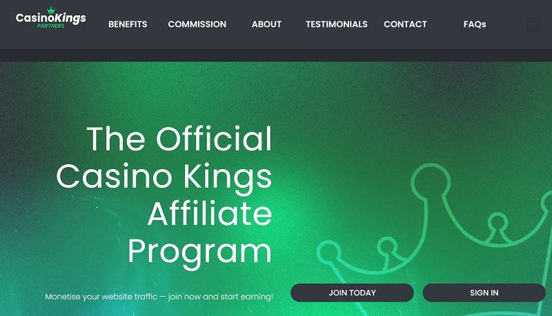 Casino Kings Partners website & screenshot