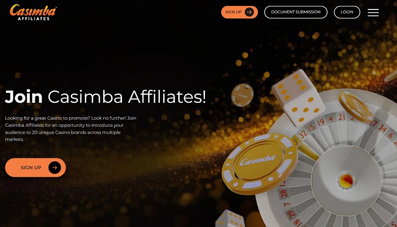 Casimba Affiliates website & screenshot