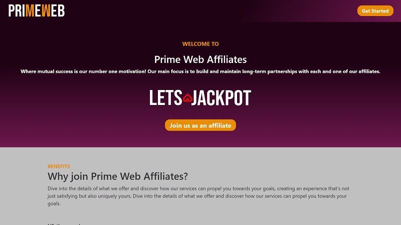 Prime Web Affiliates website & screenshot