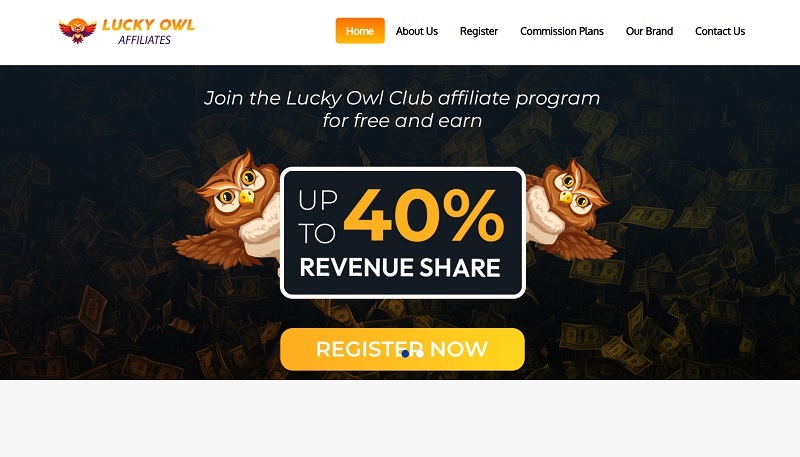 Lucky Owl Club Affiliates website & screenshot