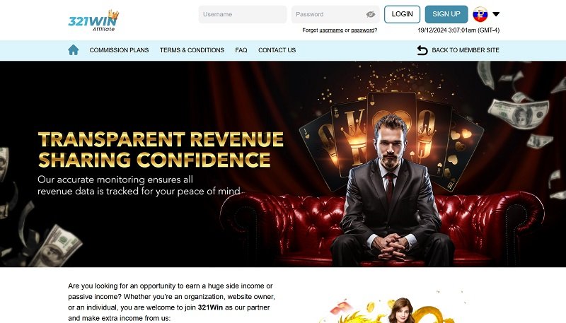 321Win Affiliates website & screenshot