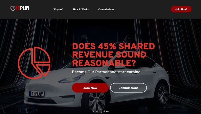 12Play Affiliates website & screenshot