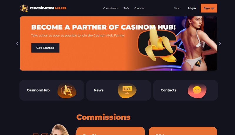 CasinomHub Affiliates website & screenshot