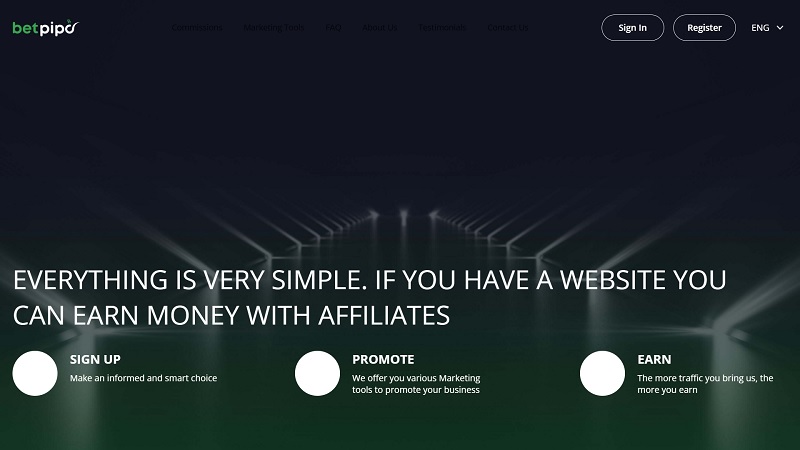 Betpipo Affiliates website & screenshot