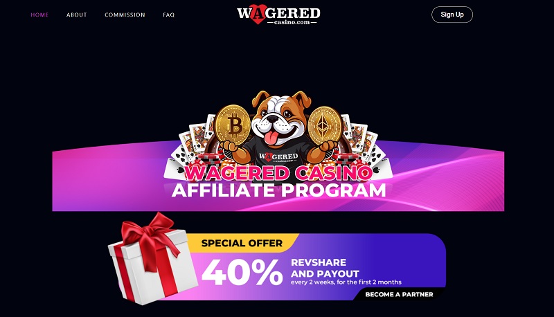 Wagered Affiliates website & screenshot