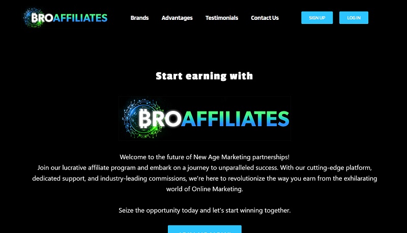 Bro Affiliates website & screenshot