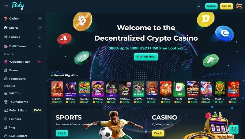 Bety Affiliates website & screenshot