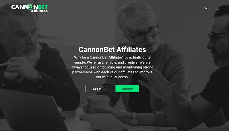 Cannonbet Affiliates website & screenshot