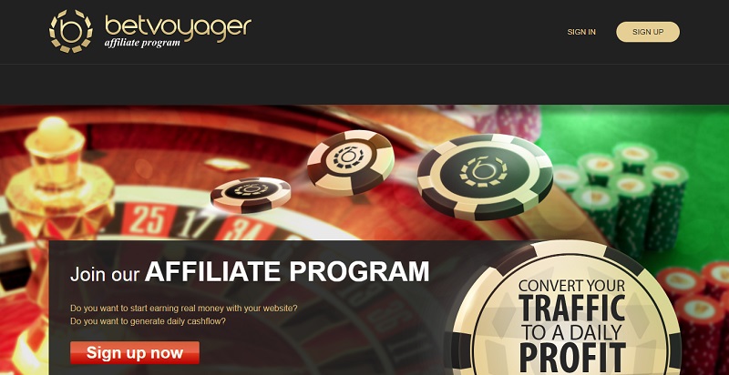 BetVoyager Affiliates website & screenshot with commission plans