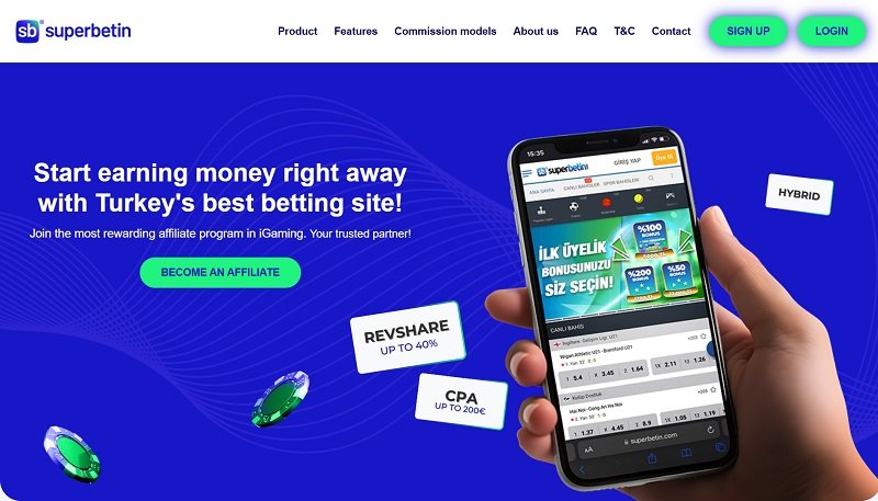 SuperBetIn Affiliates website & screenshot