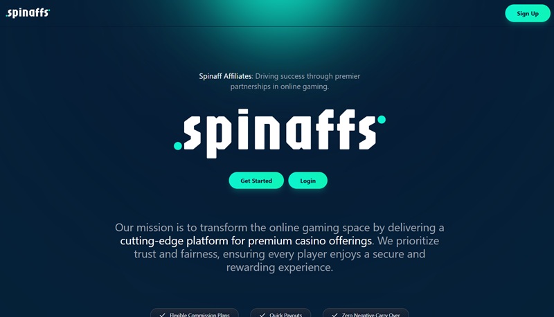 Spinaffs Affiliates website & screenshot