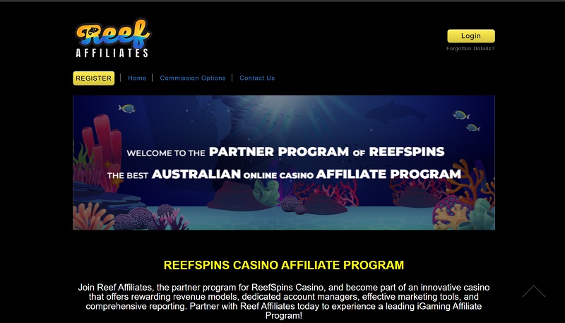Reef Affiliates website & screenshot