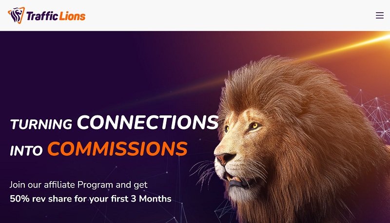 Traffic Lions Affiliates website & screenshot