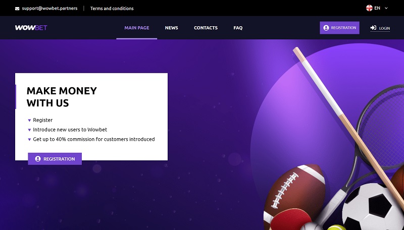 Wowbet Partners website & screenshot