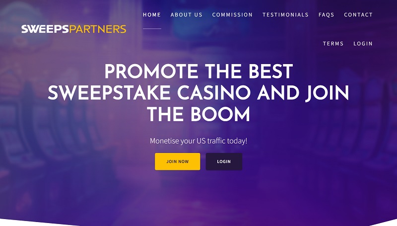 SweepsPartners website & screenshot