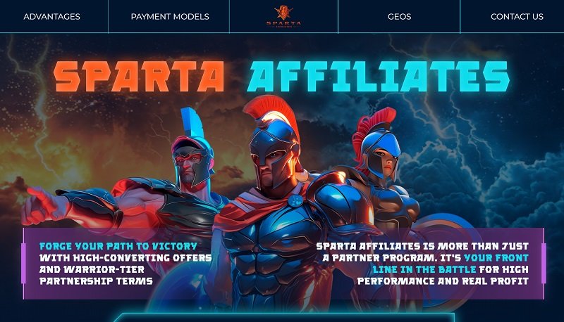 Sparta Affiliates website & screenshot