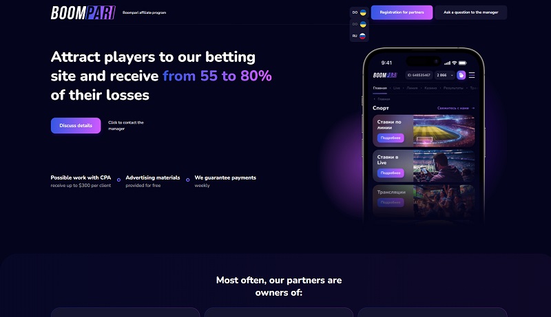 Boompari Partners  website & screenshot