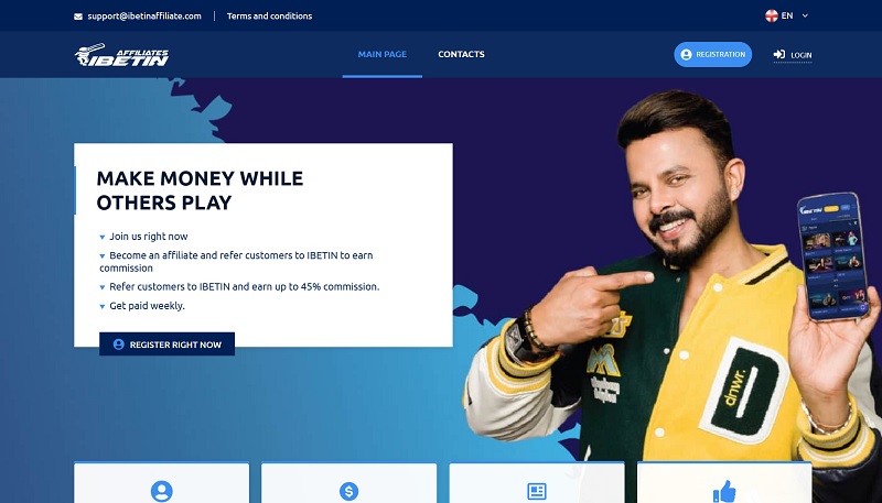 IBETIN Affiliates website & screenshot