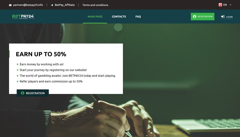 BetPay24 Partners website & screenshot