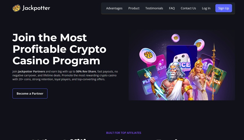 Jackpotter Affiliates website & screenshot