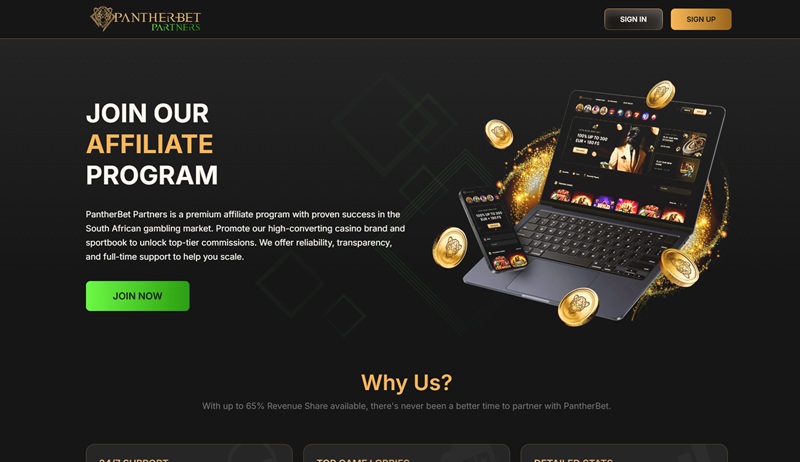 PantherBet Partners website & screenshot