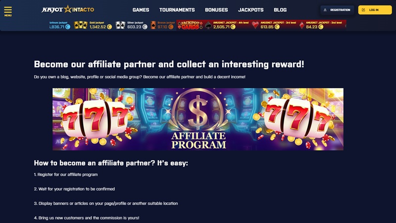 Kajot Intacto Partners website & screenshot