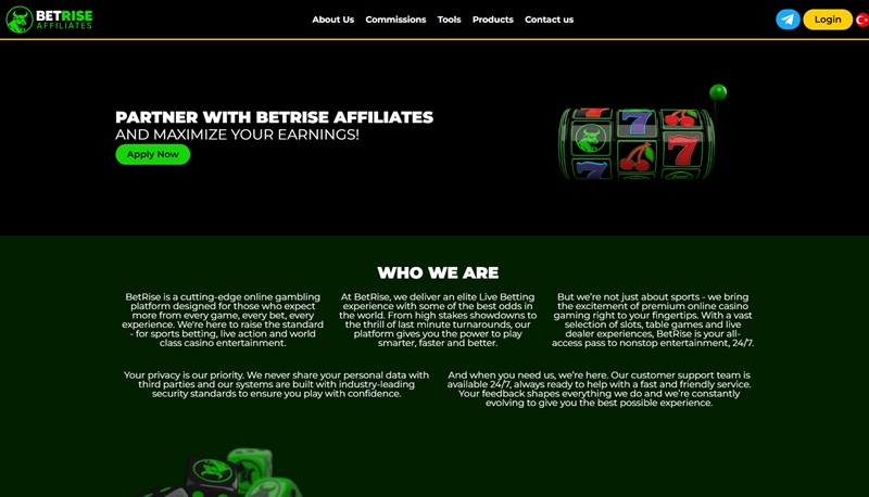 Betrise Affiliates website & screenshot