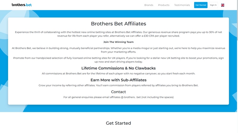 Brother Bets Affiliates website & screenshot