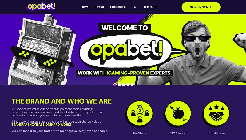 OpaBet Partners website & screenshot