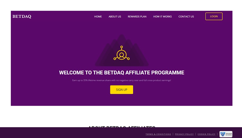 Betdaq Affiliates website & screenshot with commission plans